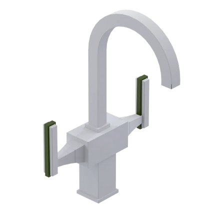 Rubinet Single Hole Dual Handle Lav. Set. (less drain) Matt White