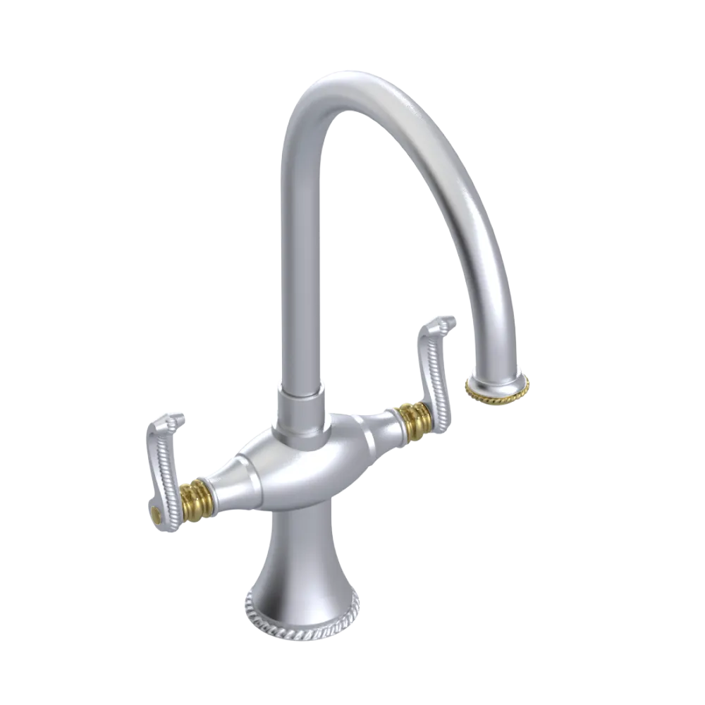 Rubinet Two Handle Single Hole Kitchen Set Satin Chrome
