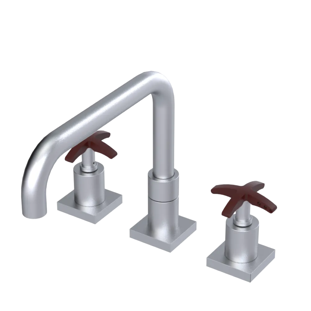 Rubinet Widespread Kitchen Set with Genesis Spout Satin Chrome