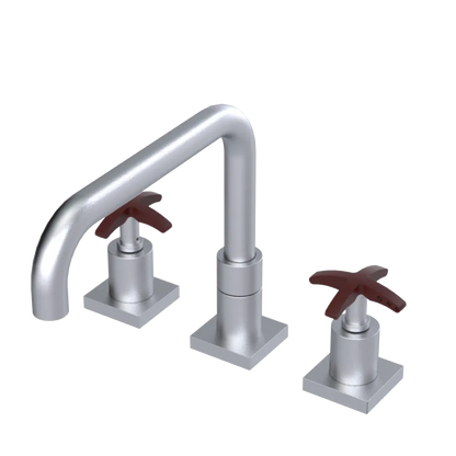 Rubinet Widespread Kitchen Set with Genesis Spout Satin Chrome
