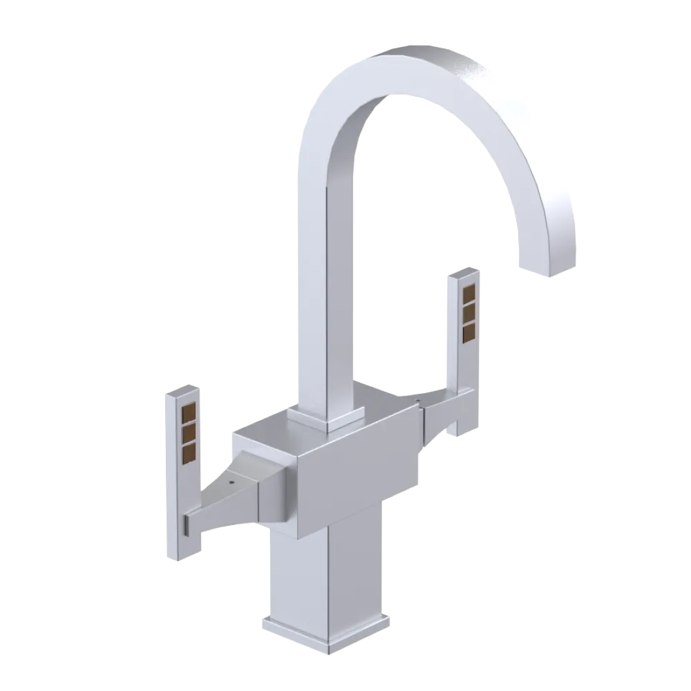 Rubinet Single Hole Dual Handle Lav. Set. (less drain) Satin Chrome
