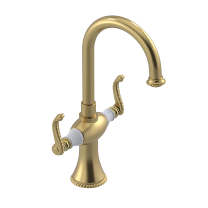 Rubinet Single Hole Dual Handle Lav. Set. (less drain) Satin Gold