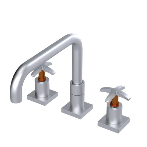 Rubinet Widespread Kitchen Set with Genesis Spout Satin Chrome