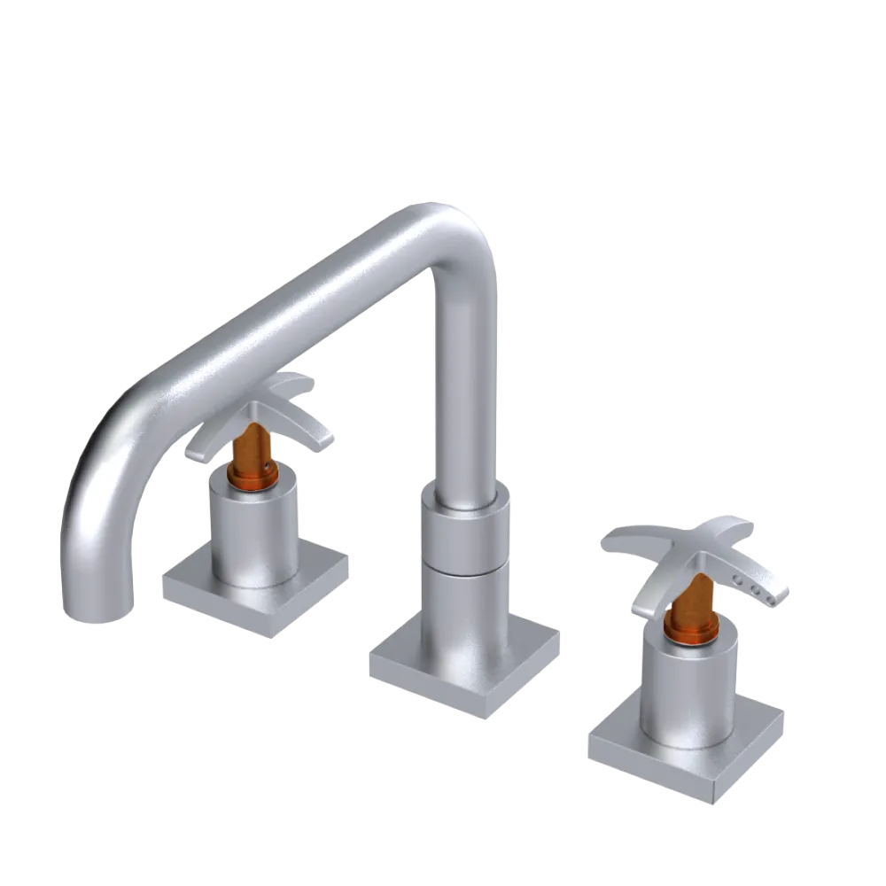 Rubinet Widespread Kitchen Set with Genesis Spout Satin Chrome