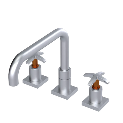 Rubinet Widespread Kitchen Set with Genesis Spout Satin Chrome