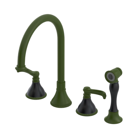 Rubinet Widespread Kitchen Set with Hand Spray Green Envy