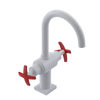 Rubinet Single Hole Dual Handle Lav. Set. (less drain) White