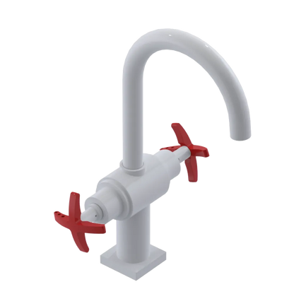Rubinet Single Hole Dual Handle Lav. Set. (less drain) White