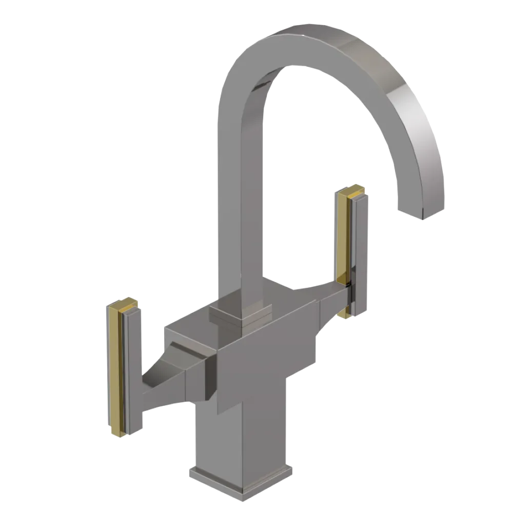 Rubinet Single Hole Dual Handle Lav. Set. (less drain) Polished Nickel