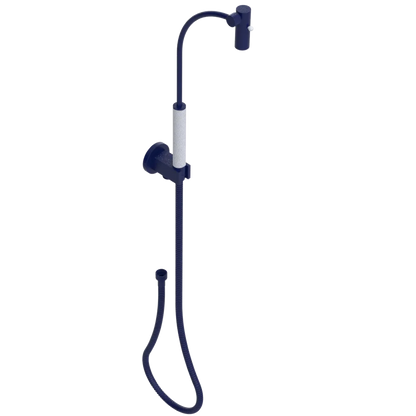 Rubinet Hand Held Shower Bidet with Extended Reach & Dual Function Spray Including Wall Bracket with Supply & Hose (Round) Midnight Blue