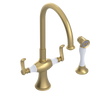 Rubinet Two Handle Single Hole Kitchen Set with Hand Spray Satin Gold