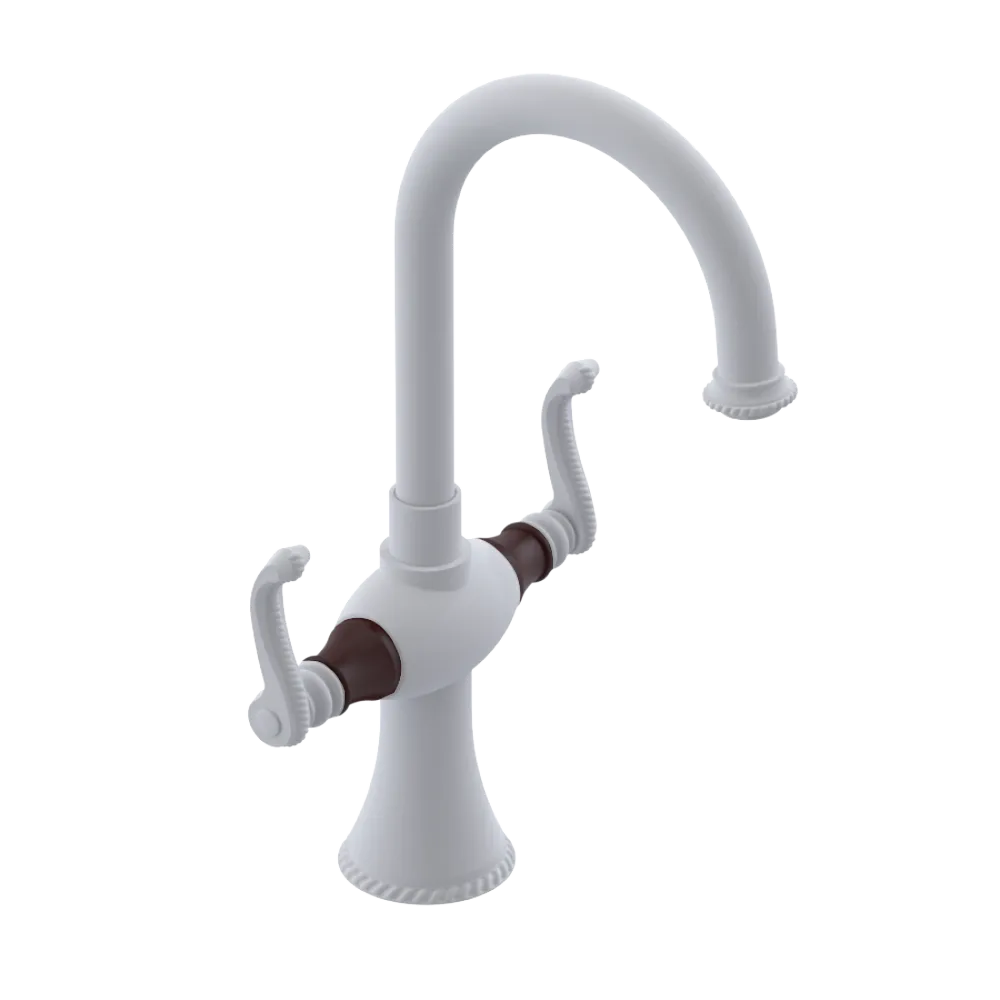 Rubinet Single Hole Dual Handle Lav. Set. (less drain) Matt White