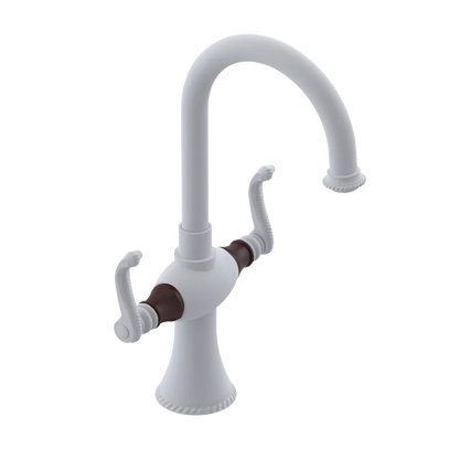 Rubinet Single Hole Dual Handle Lav. Set. (less drain) Matt White