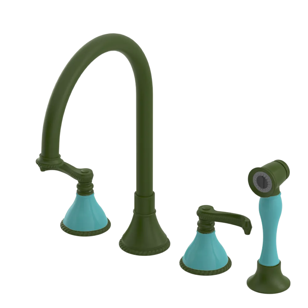 Rubinet Widespread Kitchen Set with Hand Spray Green Envy