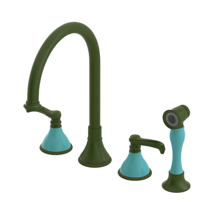 Rubinet Widespread Kitchen Set with Hand Spray Green Envy