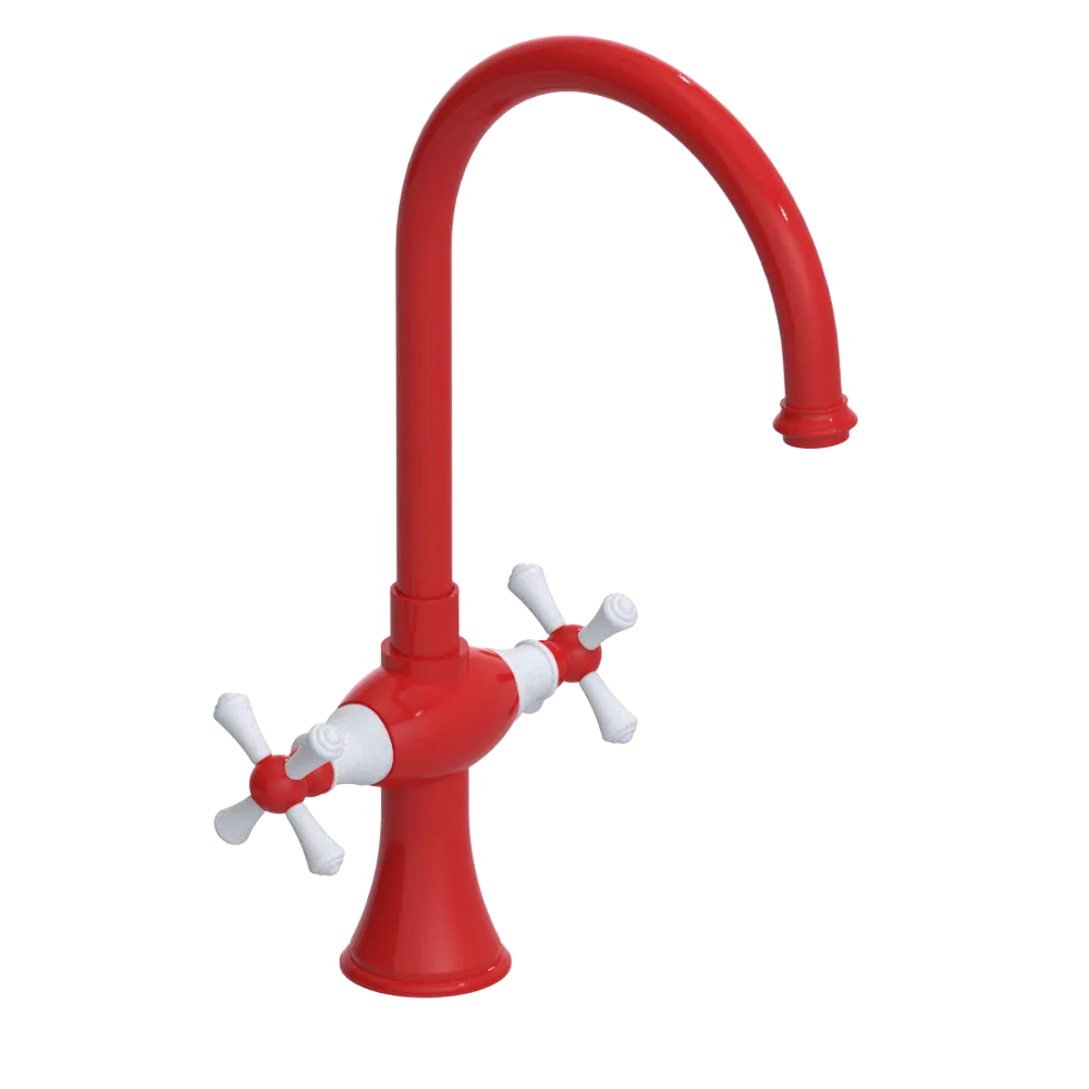 Rubinet Two Handle Single Hole Kitchen Set Red