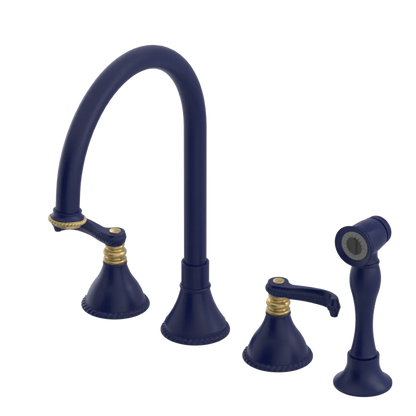 Rubinet Widespread Kitchen Set with Hand Spray Midnight Blue