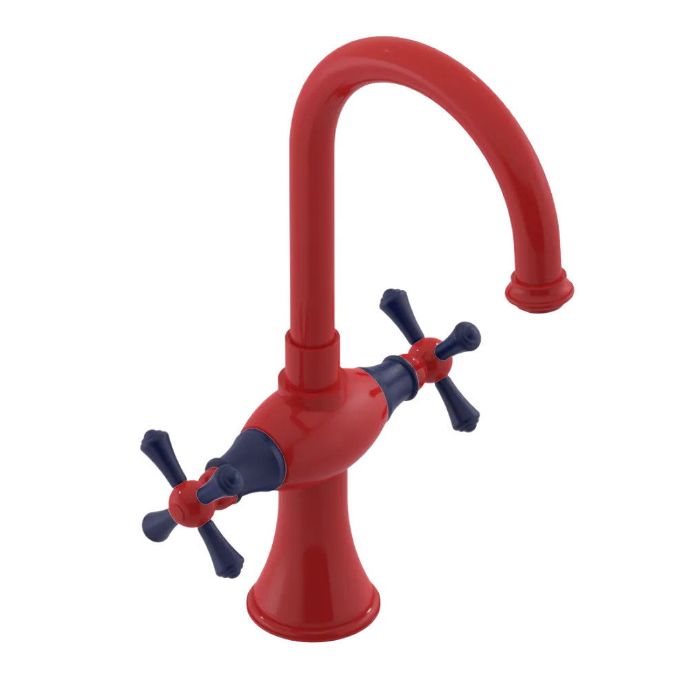 Rubinet Single Hole Dual Handle Lav. Set. (less drain) Red