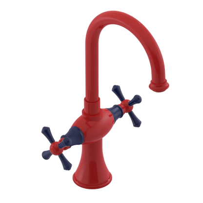 Rubinet Single Hole Dual Handle Lav. Set. (less drain) Red