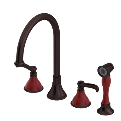 Rubinet Widespread Kitchen Set with Hand Spray Tuscan Brass