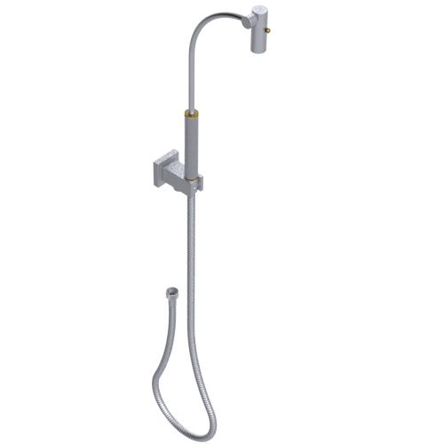 Rubinet Hand Held Shower Bidet with Extended Reach & Dual Function Spray Including Wall Bracket with Supply & Hose (Square) Satin Chrome