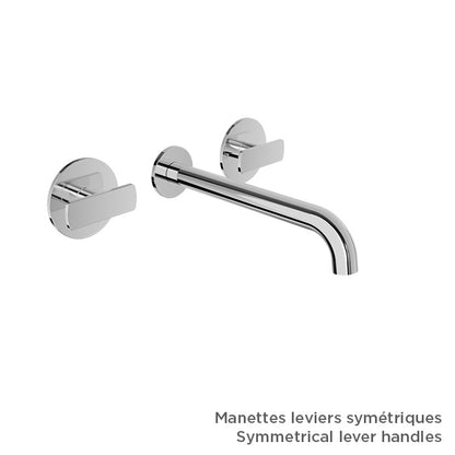 Baril Two handles wall-mounted lavatory faucet (without handle), drain not included