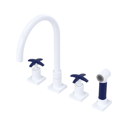 Rubinet Widespread Kitchen Set with Hand Spray White
