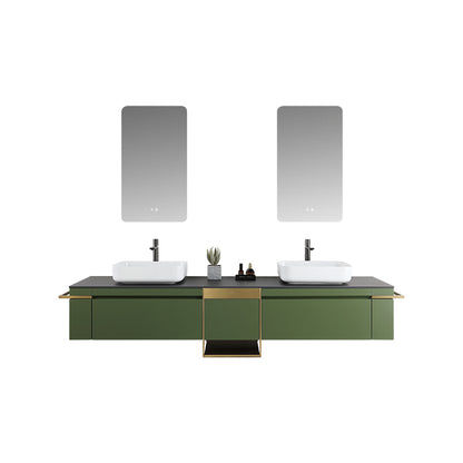 Prisma Frameless LED Bathroom Mirror with Brushed Gold Shelf