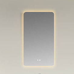 Prisma Frameless LED Bathroom Mirror with Brushed Gold Shelf