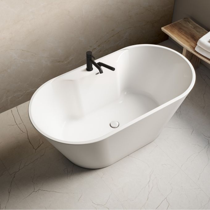Kalia Kalma & Basico - Acrylic freestanding bathtub et Basico 2-piece deckmount tub filler