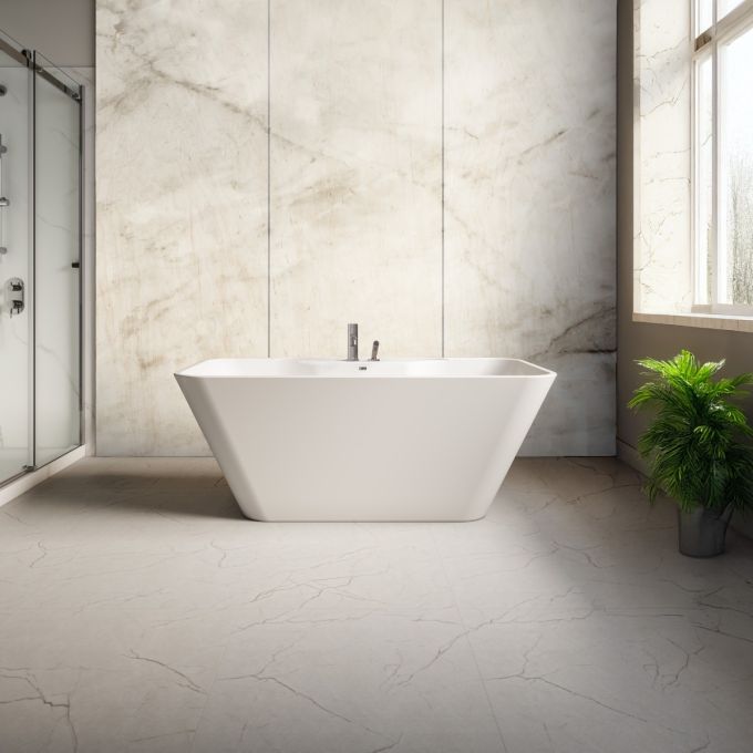 Kalia Komfi & Basico - Acrylic freestanding bathtub et Basico 2-piece deckmount tub filler