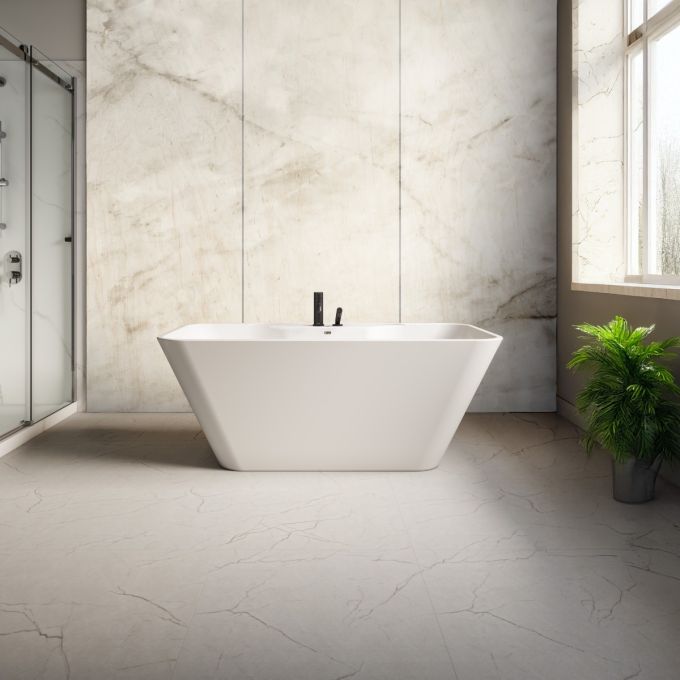 Kalia Komfi & Basico - Acrylic freestanding bathtub et Basico 2-piece deckmount tub filler
