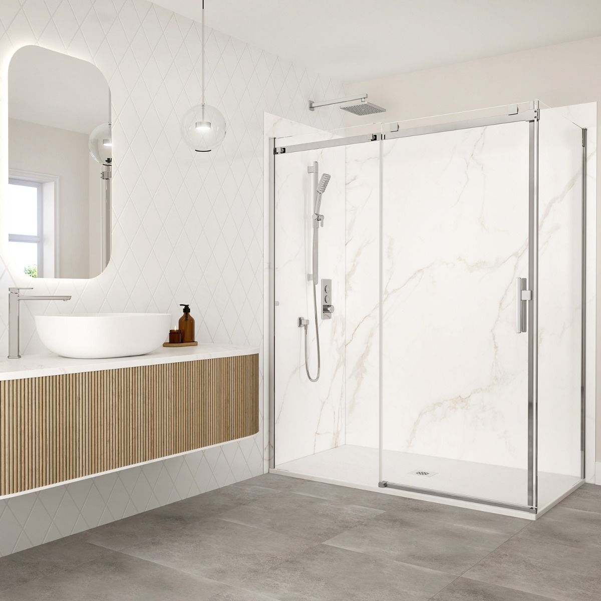 Kalia KONCEPT EVO Sliding Shower door 60” x 77” with 32" return panel - KP protective film – DR2131-110-005/DR2132-005/DR2052-110-005
