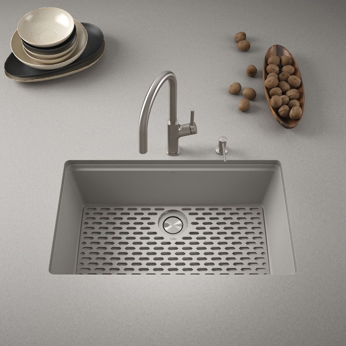 Kalia Large silicone Mat for Sink 33'' - 70/30 - Pebble gray – 107350-330
