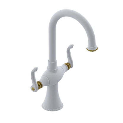 Rubinet Single Hole Dual Handle Lav. Set. (less drain) Matt White