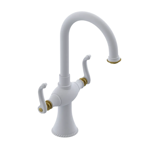 Rubinet Single Hole Dual Handle Lav. Set. (less drain) Matt White