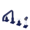 Rubinet Widespread Kitchen Set with Genesis Spout with Hand Spray Midnight Blue