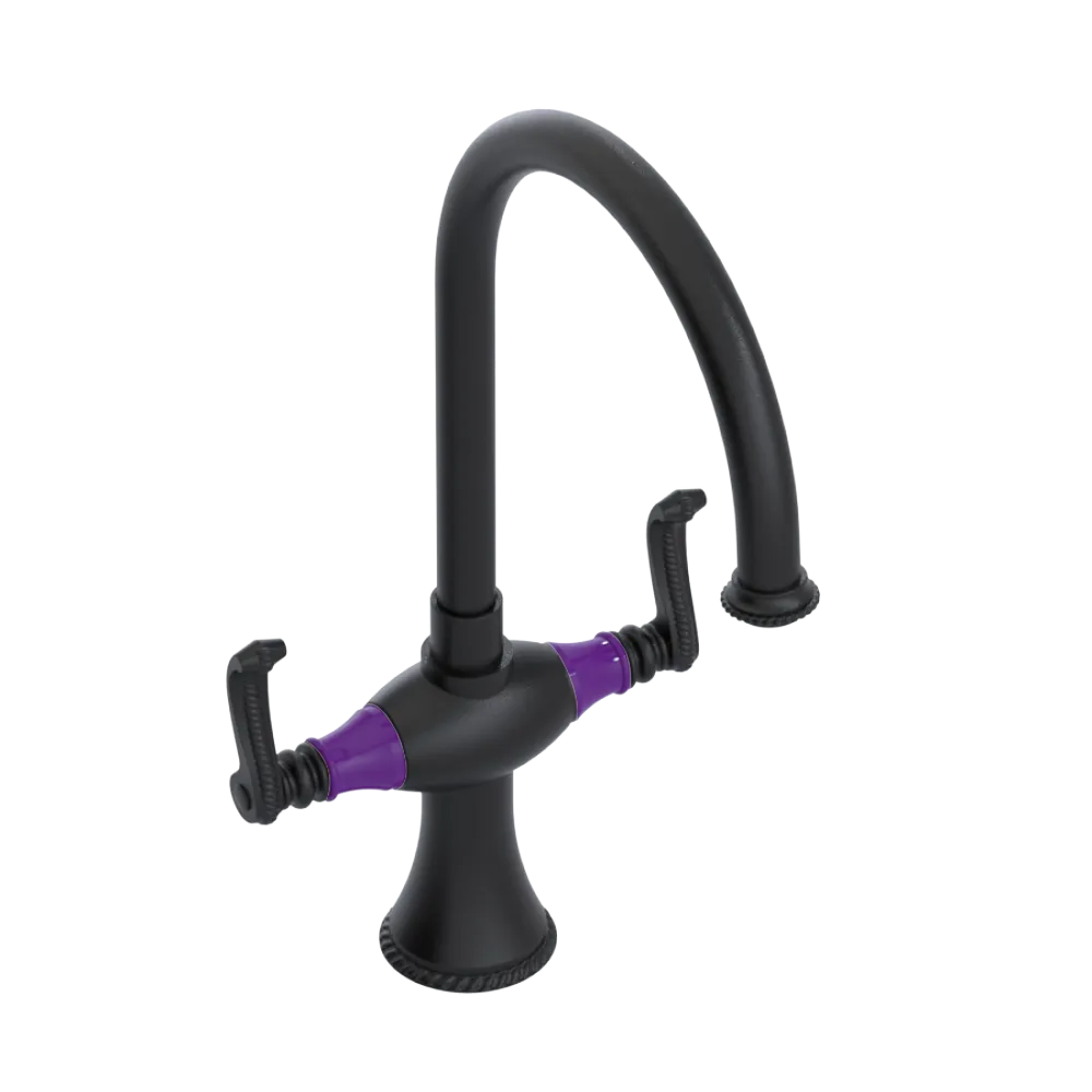 Rubinet Two Handle Single Hole Kitchen Set Matt Black
