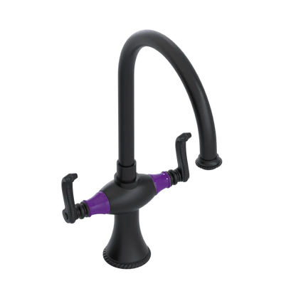 Rubinet Two Handle Single Hole Kitchen Set Matt Black