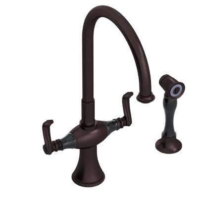 Rubinet Two Handle Single Hole Kitchen Set with Hand Spray Tuscan Brass