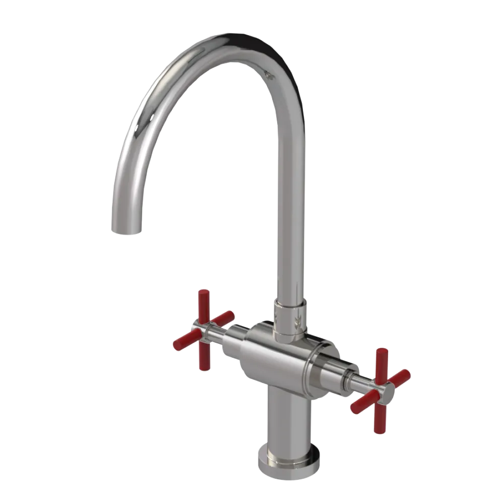 Rubinet Two Handle Single Hole Kitchen Set with LaSalle Spout Polished Nickel