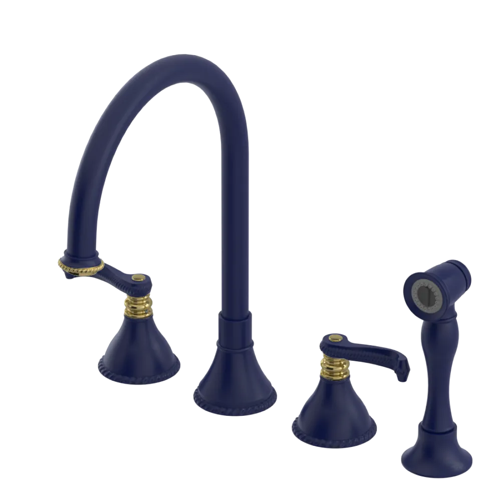 Rubinet Widespread Kitchen Set with Hand Spray Midnight Blue