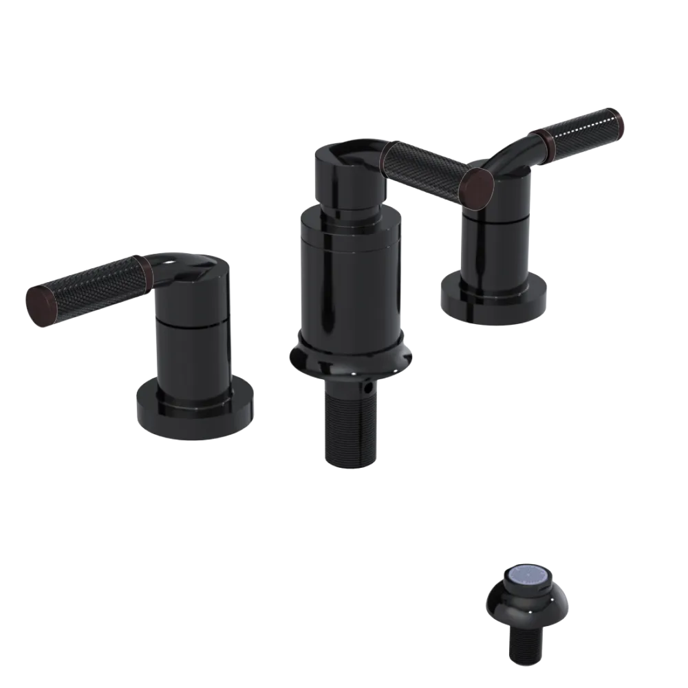 Rubinet Bidet Fitting with Spray, Diverter, and Vacum Breaker (Less Drain) Black