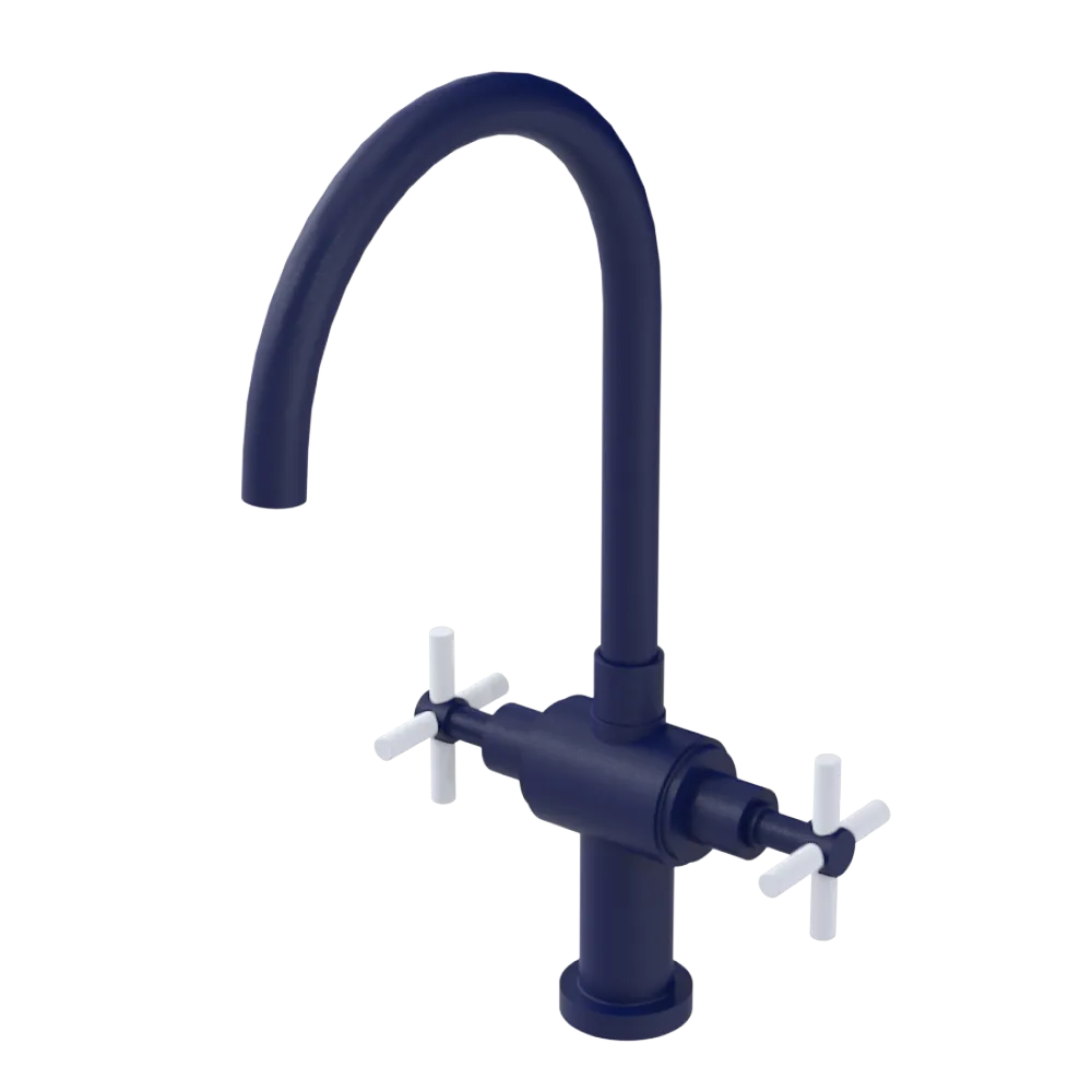 Rubinet Two Handle Single Hole Kitchen Set with LaSalle Spout Midnight Blue