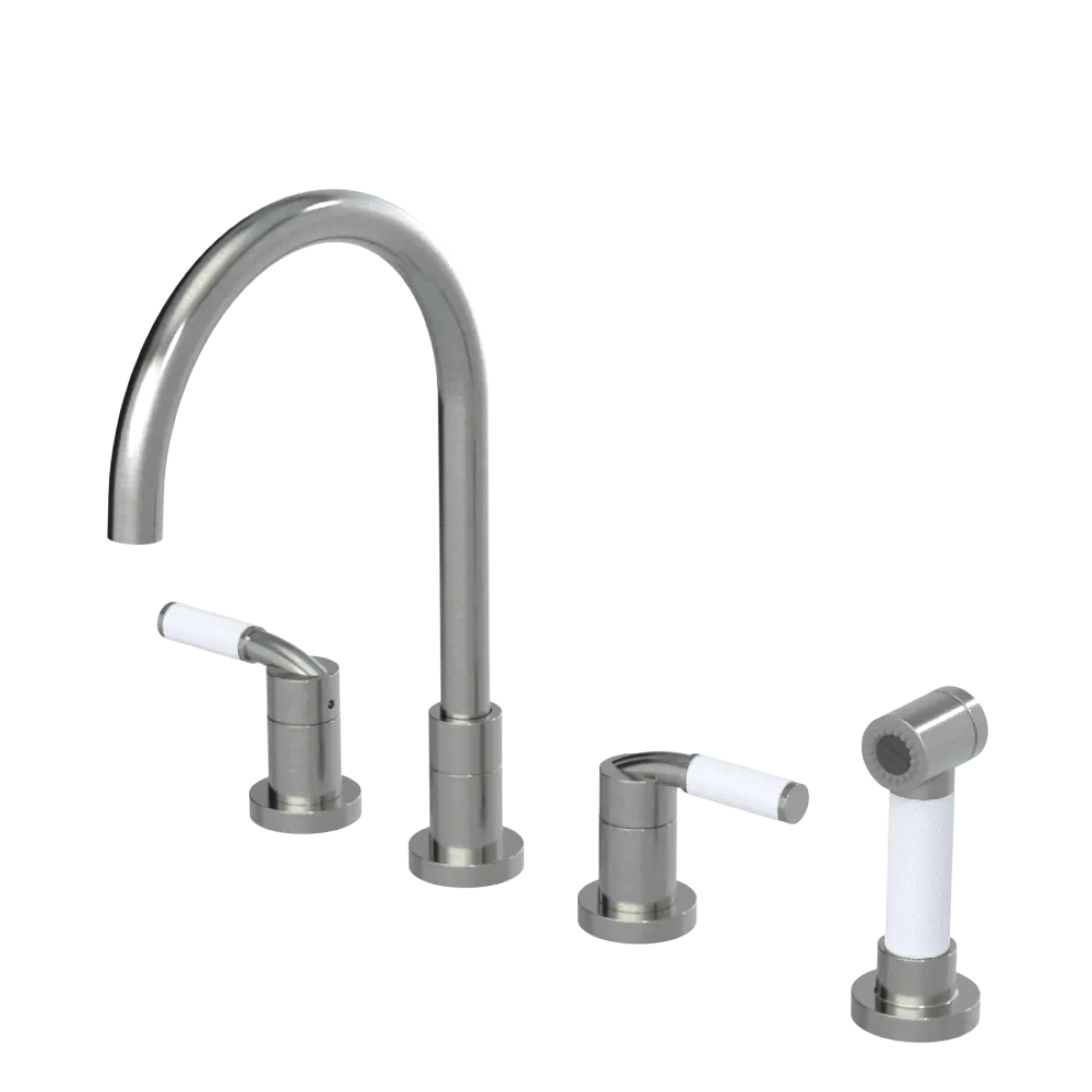 Rubinet Widespread Kitchen Set with Hand Spray Satin Nickel