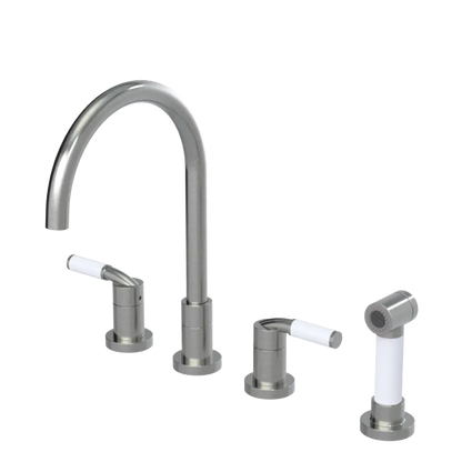 Rubinet Widespread Kitchen Set with Hand Spray Satin Nickel