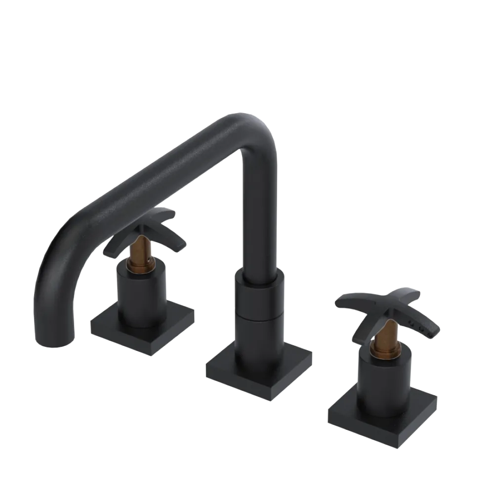 Rubinet Widespread Kitchen Set with Genesis Spout Matt Black