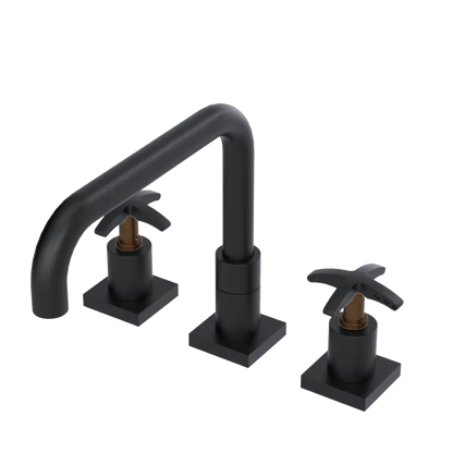 Rubinet Widespread Kitchen Set with Genesis Spout Matt Black