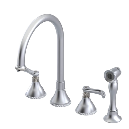 Rubinet Widespread Kitchen Set with Hand Spray Satin Chrome