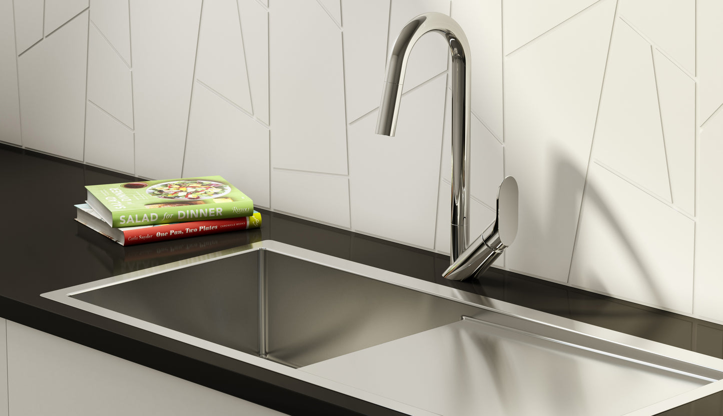 Baril Single-hole kitchen faucet with 2-function pull-down spray